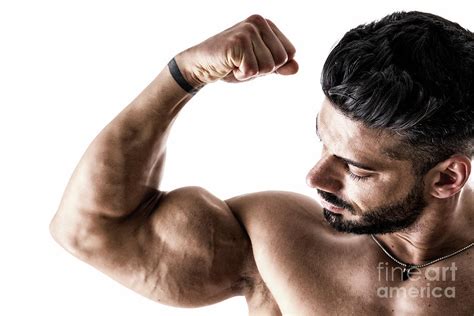 Flexing Bodybuilder Flexing Muscle Pose Royalty Free Vector Image