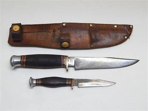 Antique Sheffield England W H Fagan And Son Knife Set W Leather Sheath
