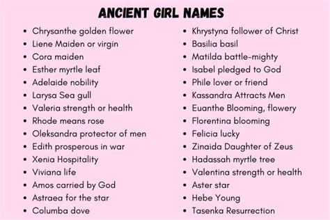 270 Cute Ancient Girl Names With Meanings 2024