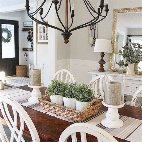 Discover brilliant table centerpiece ideas that will transform your dining room and make even the most casual dinner feel special by sydney wasserma n september 30, 2017 75 Gorgeous Farmhouse Dining Room Table Decor Ideas | Farmhouse dining room table, Farmhouse ...