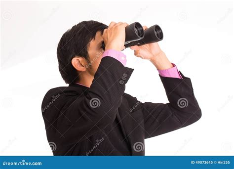 Businessman Holding Binoculars Stock Image Image Of Success Male