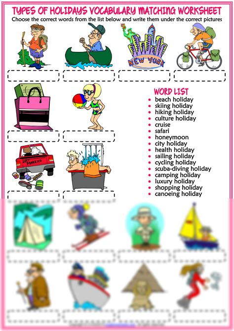 Solution Types Of Holidays Vocabulary Esl Matching Exercise Worksheet