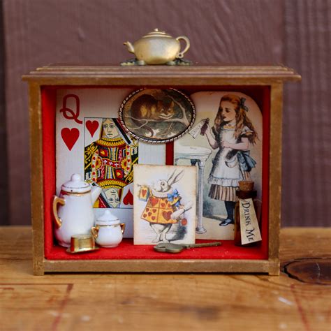 Mini Alice In Wonderland Shadowbox Found Object Assemblage Art Etsy