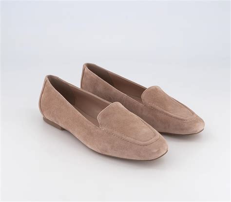 Office Flying Plain Soft Loafers Blush Suede Flat Shoes For Women