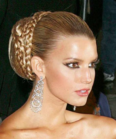 Jessica Simpson Long Straight Formal Updo Hairstyle