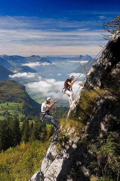 Men Struggle Rock Climbing Mountain Climbing Stock Photos Pictures