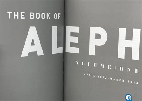 The Book Of Aleph Volume I April 2012 March 2013 First Edition By