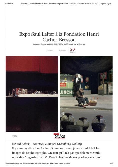 Expo Saul Leiter à La Fondation Henri Cartier Bresson Collection Bachelot