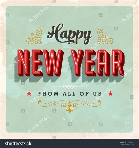 Vintage New Years Eve Card Vector Stock Vector 117065107 Shutterstock