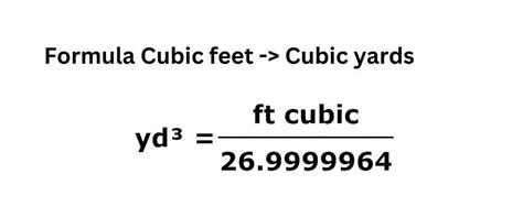 Cubic Feet To Cubic Yards Online Unit Conversion Formula