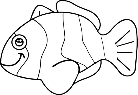 Smile Cartoon Fish Coloring Page Sheet