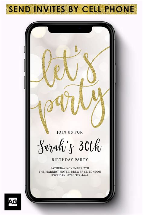 Lets Party Electronic Invites Party Evite Phone Party Etsy Uk