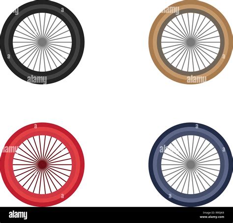 Vector Illustration Of A Motorcycle Wheel With Four Color Variations