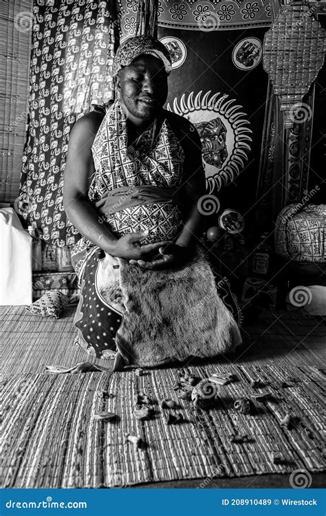 Traditional Healer Known As A Sangoma Or Witch Doctor Performing A