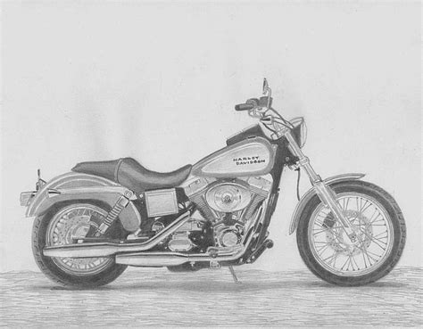 Harley Davidson Low Rider Motorcycle Art Print Drawing By Stephen Rooks