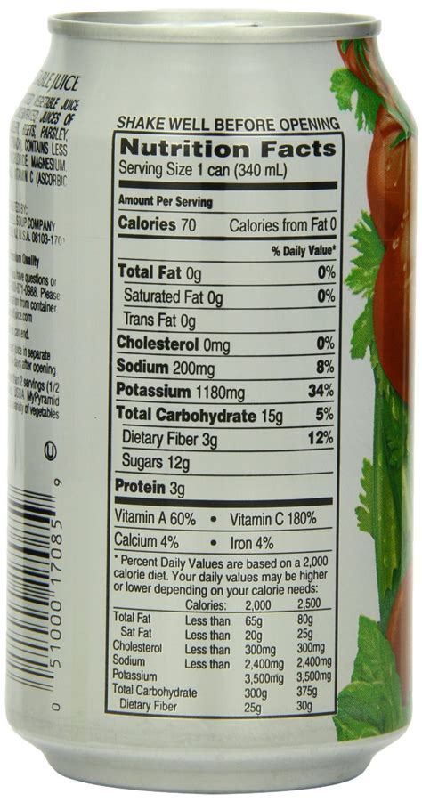 Nutritional Content Of V8 Juice Nutritionwalls