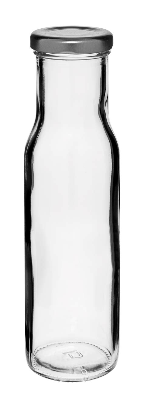 Sauce Bottle Round 250ml To43 Glass White Flint Ponteurope