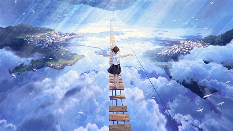 2048x1152 Anime Girl Walking On Dream Bridge 4k Wallpaper2048x1152