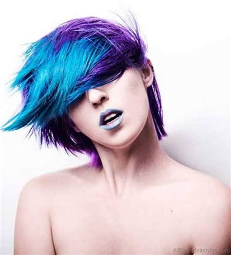 Colored Short Funky Hairstyle For Women