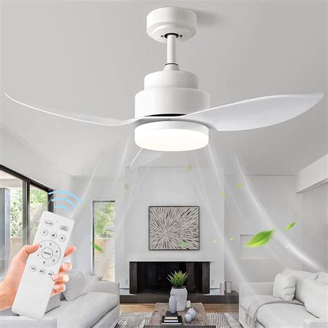 Modern White Ceiling Fans With Lights And Remotelow Profile Indoor