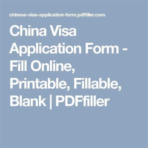 China Visa Application Form Fill Online Printable Fillable Blank