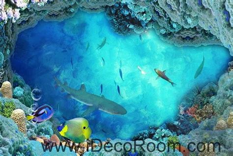 Shark Under The Sea Coral 00018 Floor Decals 3d Wallpaper