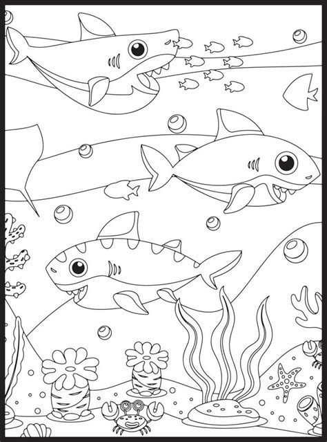 Ocean Animals Coloring Pages 16076566 Vector Art At Vecteezy