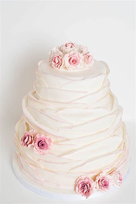 Beautiful 3 Tier Softly Ruffled Wedding Cake Ruffled Wedding Cake