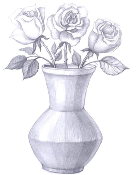 1024x1004 sketch of same flower in flower vase. How to Draw a Vase With Flowers | Roses drawing, Abstract ...