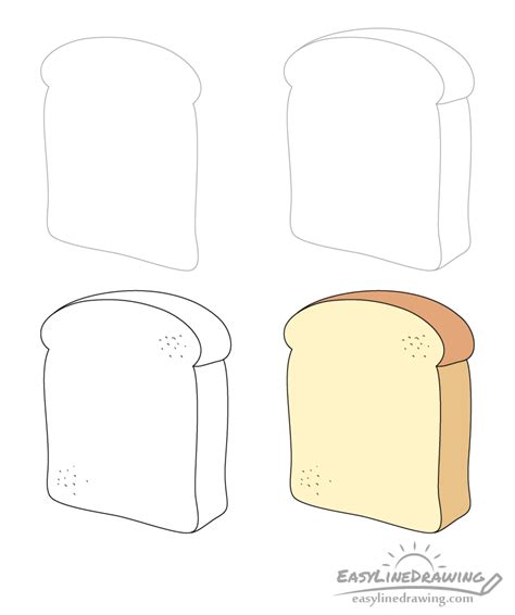 How To Draw A Slice Of Bread Or Toast Step By Step Easylinedrawing