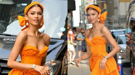 Zendaya Looks Spicy Hot In Mango Yellow Strapless Mini Dress Iwmbuzz