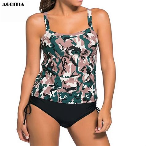 2017 New Camouflage Print Bikini Halter Bikini Bandage Swimsuit Army