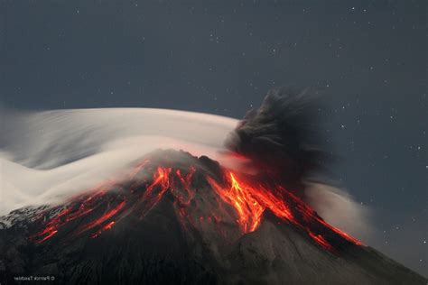 Nature Landscape Clouds Trees Volcano Eruption Lava Smoke