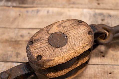 Vintage Double Pulley Wood Metal Madesco Products Rustic Primitive Barn