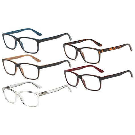 5 pack classic rectangular reading glasses women men