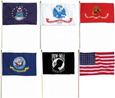 12x18 12x18 Us Military Branches Usa And Pow Mia Stick Set Flag