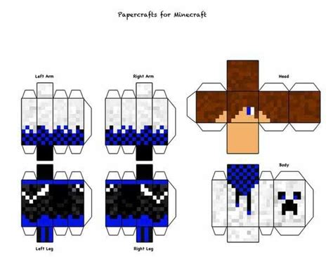 The Papercraft Minecraft Character Is Shown In Blue And White As Well