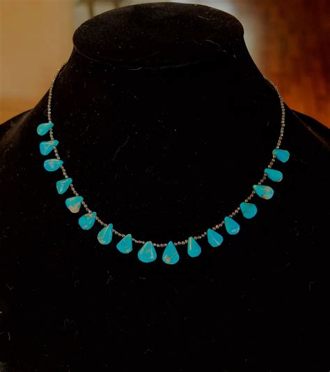 Sleeping Beauty Turquoise Briolette Necklace Gemstone Etsy Briolette Necklace Sleeping