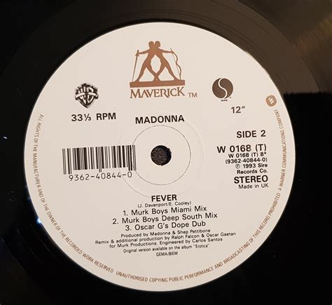 Madonna Colección Madonna Fever Vinyl 12 33 ⅓ Rpm Single