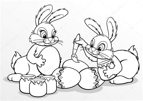 Easter Bunnies Paint Eggs Stock Vector Image By ©vitd 105924062
