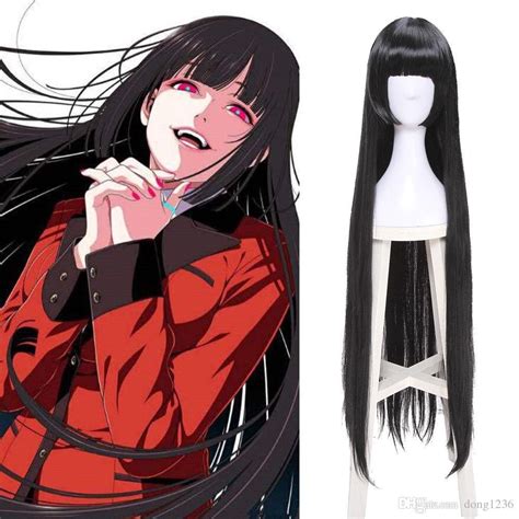 Jabami Yumeko Kakegurui Cosplay Wig 100cm Black Long Straight Hair Wig
