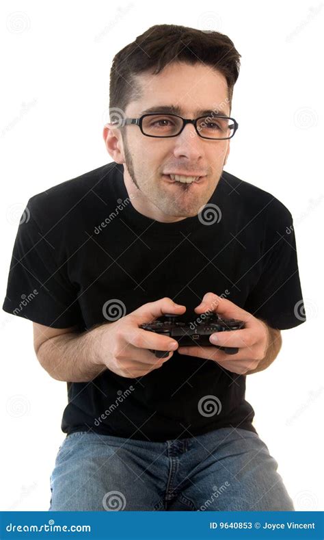 Man Playing Video Games Stock Image Image Of Dork White 9640853