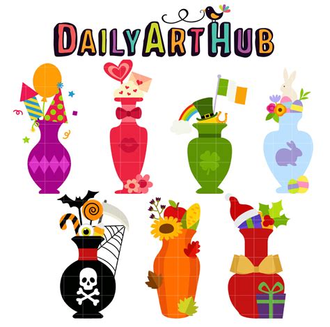 Monthly Holiday Vases Clip Art Set Daily Art Hub Free