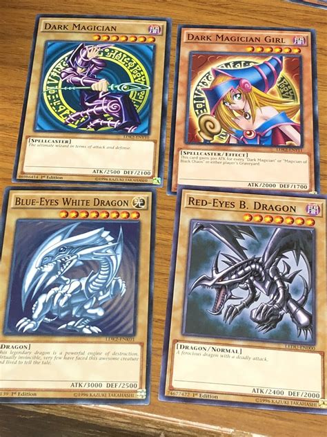 Yugioh Blue Eyes White Dragon Dark Magician Girl Red Eyes Black Card