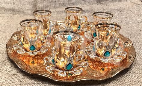 Turkish Handmade Arabic Coffee Tea Serving Swarovski STONEs With