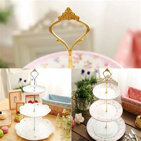 Goldsilver 3 Or 2 Tier Cake Plate Crown Stand Handle Fitting Rod