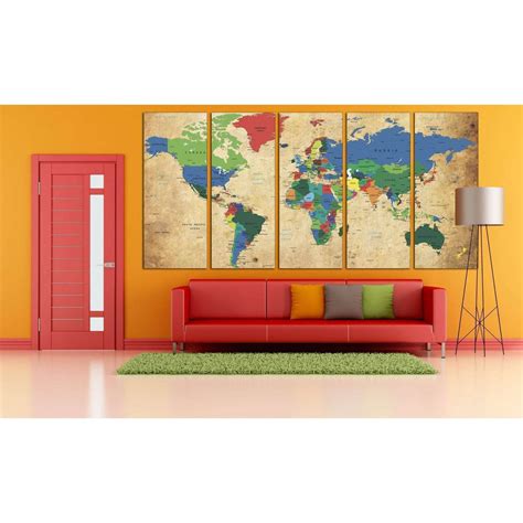 World Map №873 Ready To Hang Canvas Print Zellart Canvas Prints