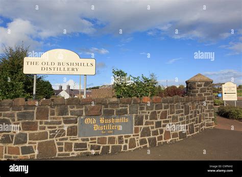 Sign At Entrance To Old Bushmills Distillery Co Ltd Distillers Of Irish