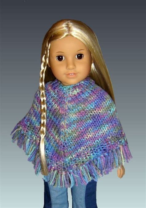 These free crochet doll clothes patterns for 18 inch dolls are sure to be appreciated by any young girl. Doll Poncho Pattern. Knitting, Fits American Girl and 18 ...