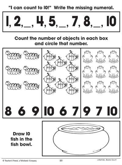 Example answers are provided for students to read and model their answer after. Counting One to Ten: Math Practice | Worksheets ...
